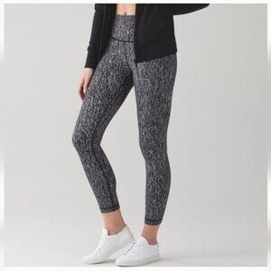 Lululemon High Times Pant Luon Suited Jacquard Black White leggings